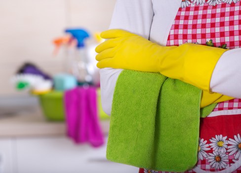 Close-up of mattress cleaning tools and stain treatment