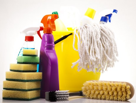 Different carpet cleaning methods and tools on display